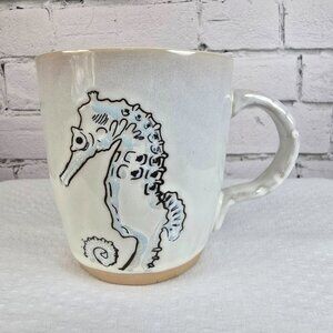 SEAHORSE MUG WHITE TEXTURED MUG BY PRIMO DESIGN VERY GOOD CONDITION